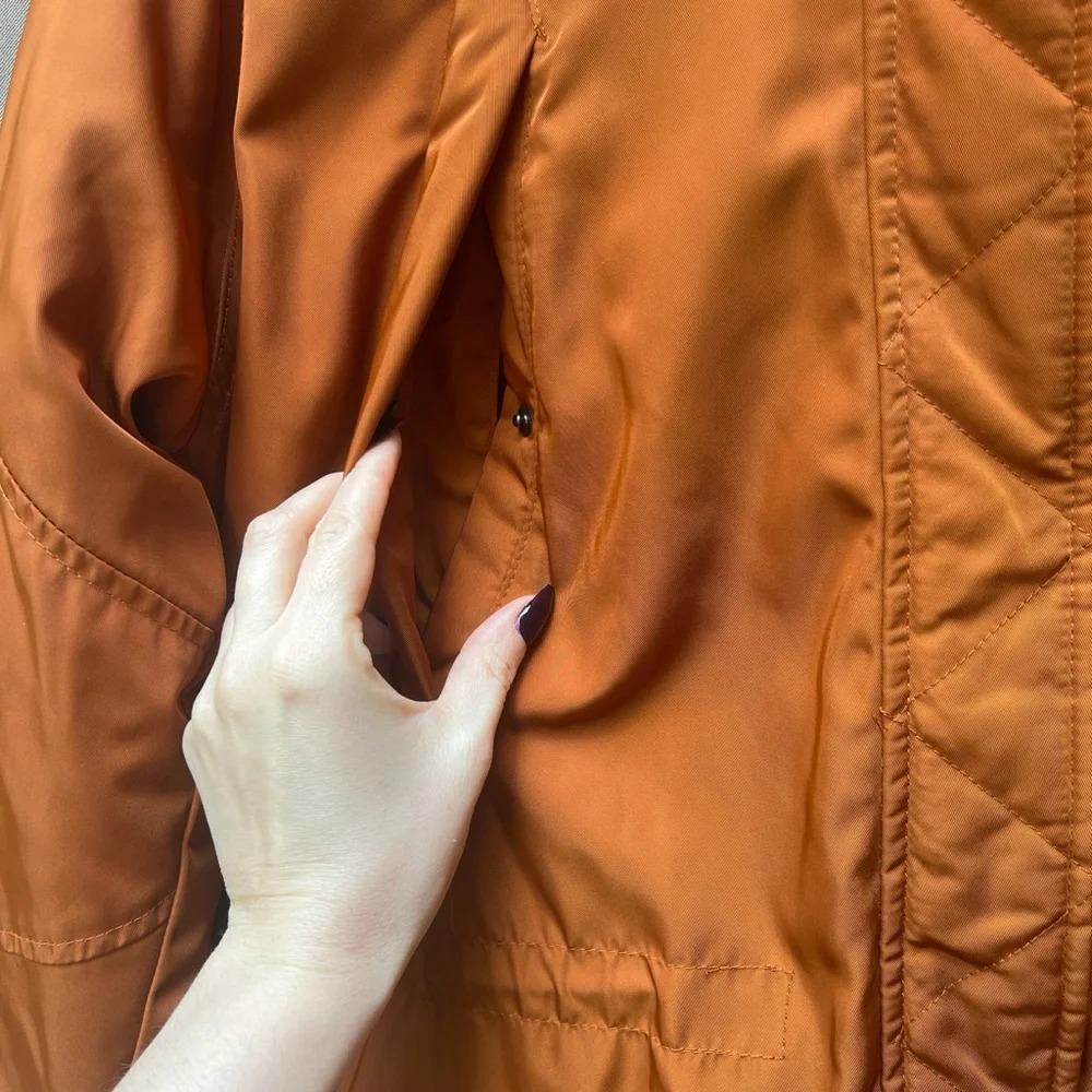 Universal Thread Orange Puffer Jacket With Faux F… - image 3